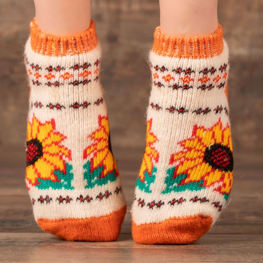Sneaker-Socken aus Wolle - Sonnenblume